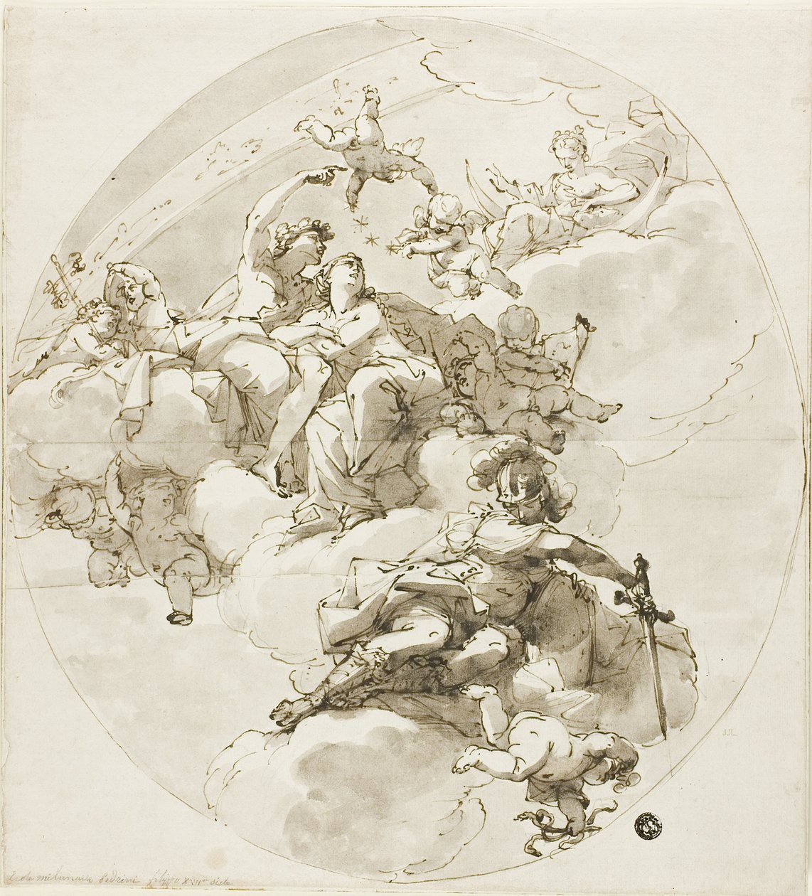 Loft med Bacchus, Ariadne, Diana og Minerva af Filippo Pedrini