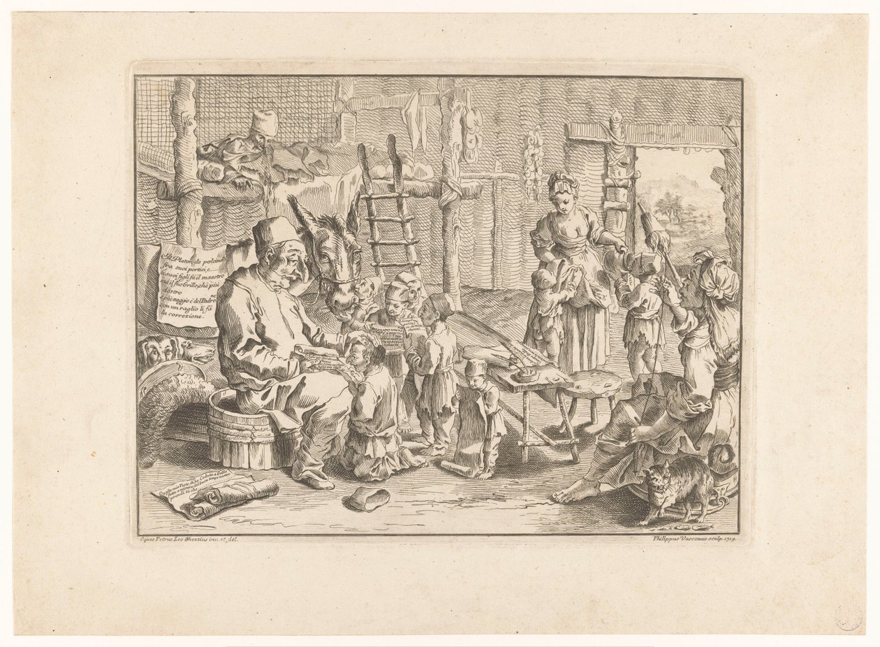 Pulcinella som skoleholder af Filippo Vasconi