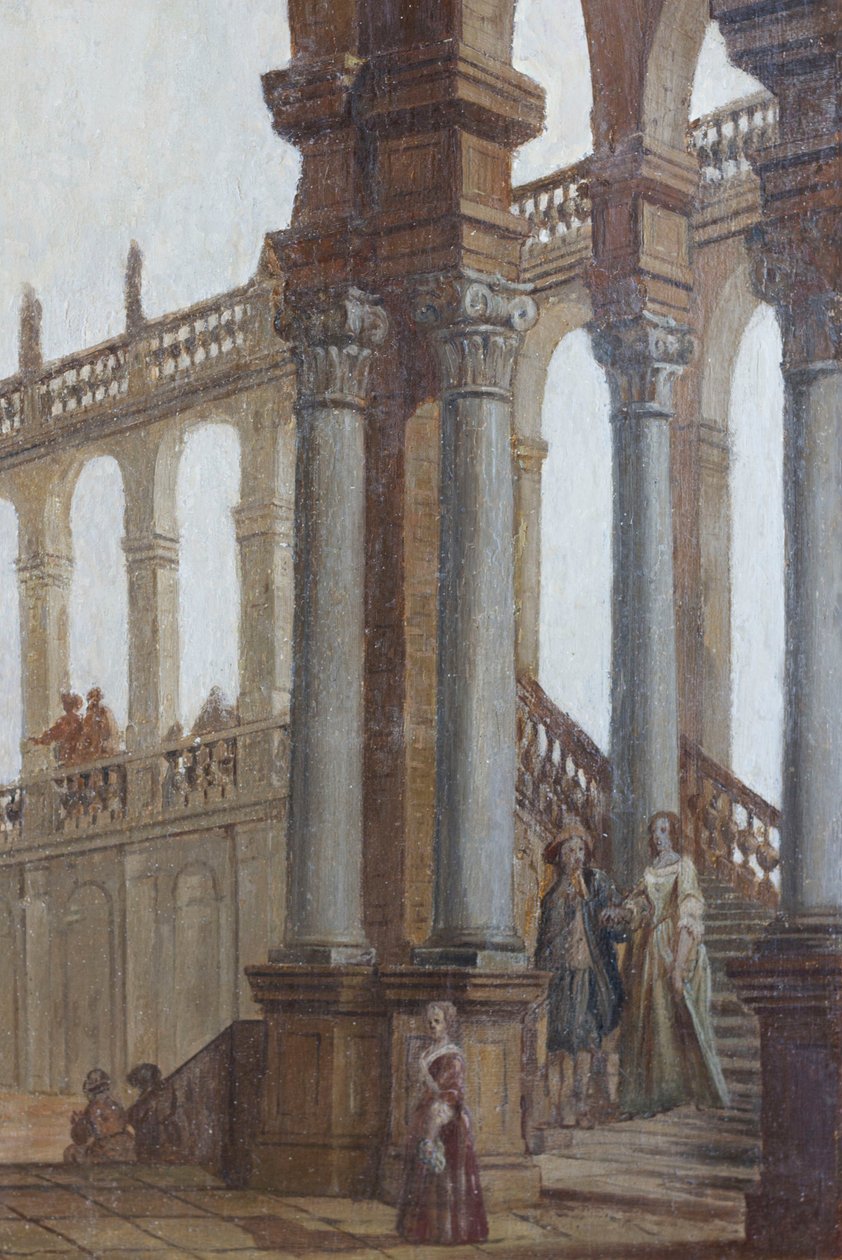 Arkkitehtoninen maalaus, öljy puulle, salongin ikkunaluukut, kuningattaren asunto, metsästysasunto, Filippo Juvarra (1678-1736), Stupinigi, Piemonte, Italia af Filippo or Juvara Juvarra
