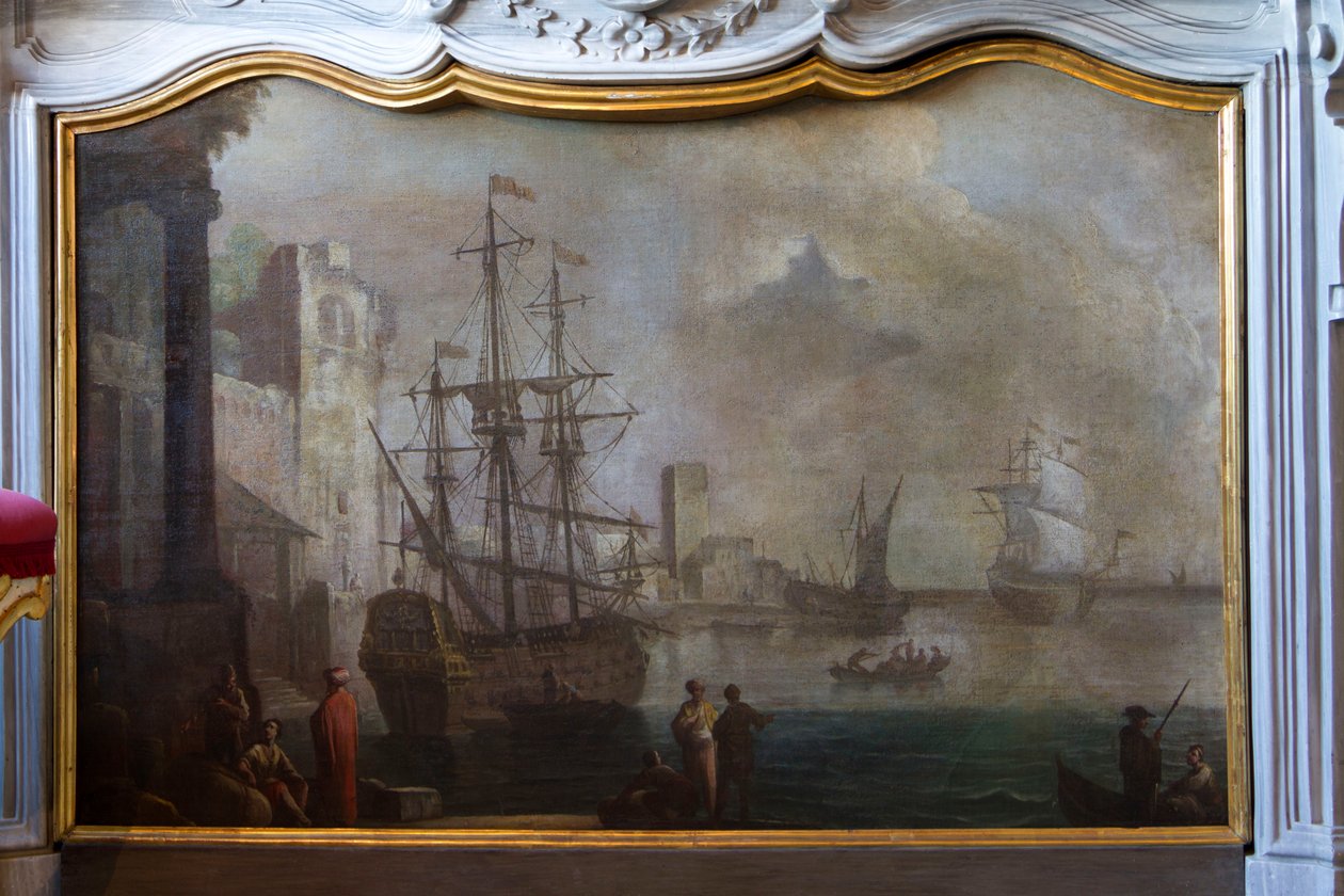 Havlandskabsmaleri, pejseskærm, Jagtbolig, af Filippo Juvarra (1678-1736), Stupinigi, Piemonte, Italien af Filippo or Juvara Juvarra