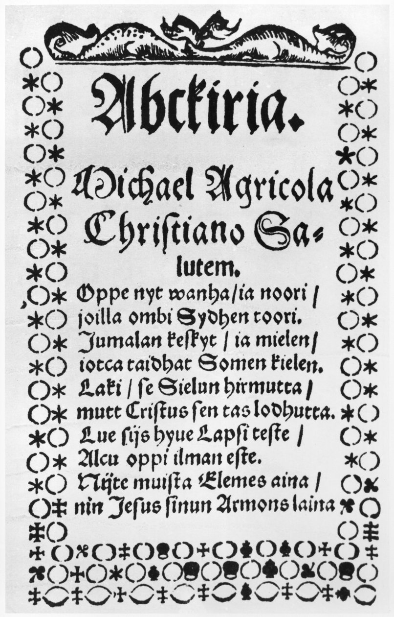 Alfabet primer af Mikael Agricola (1508-57) (print) af Finnish School