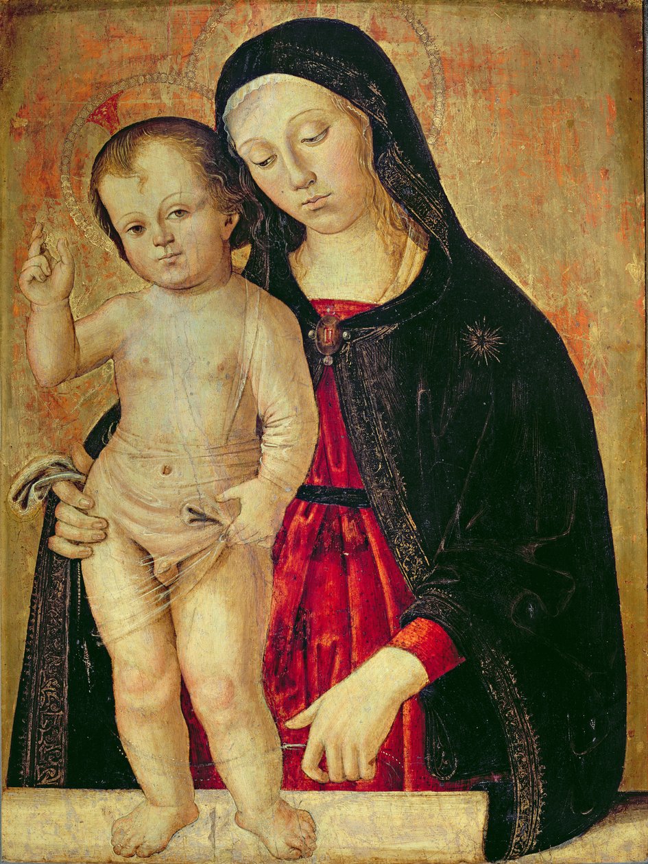 Jomfru og barn (olie på panel) af Fiorenzo di Lorenzo