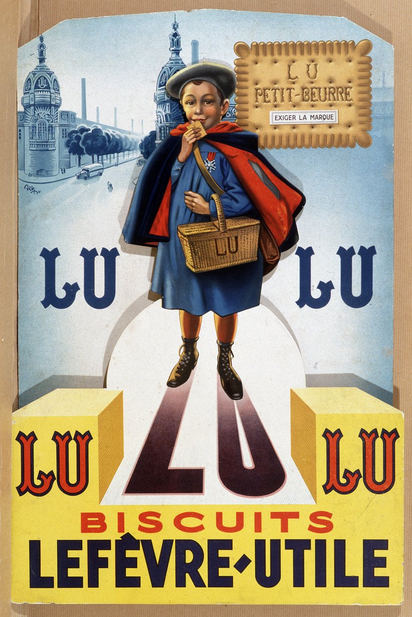Biscuits Lefèvre-Utile (LU) baseret på den originale tegning af Firmin Bouisset - saml. udestue af plakaten i Bretagne. af Firmin Bouisset