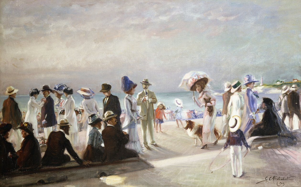 Strandscene; Scene de Plage af Firmin Marcelin Michelet