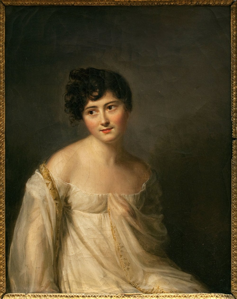 Portræt af Juliette Recamier (1777-1849) dit Madame Recamier. Maleri af Firmin Massot (1766-1849), olie på lærred, ca. 1807. Fransk kunst af Firmin Massot
