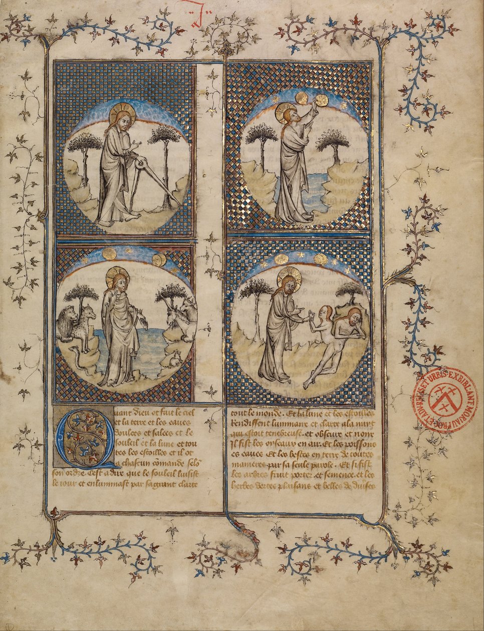 Scener fra skabelsen af First Master of the Bible historiale of Jean de Berry