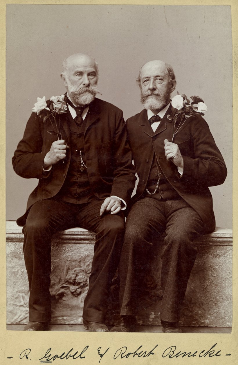 Rudolph Goebel (til venstre) og Robert Benecke, portræt til 60 -års fødselsdag af Fitz Guerin
