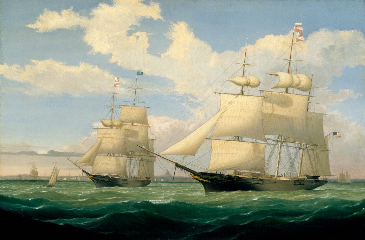 The Ships Winged Arrow og Southern Cross i Boston Harbor af Fitz Henry Lane