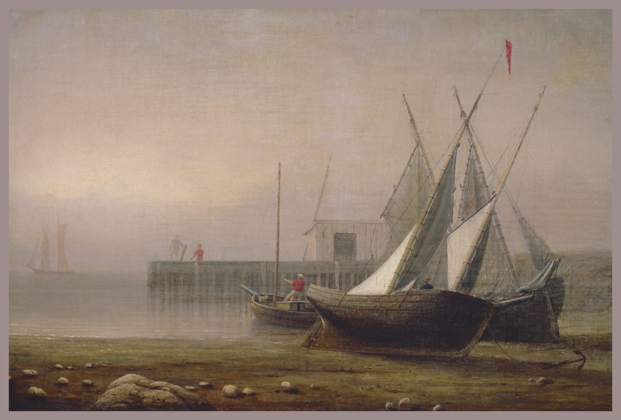 Fiskerbåde ved lavvande, ca. 1850
