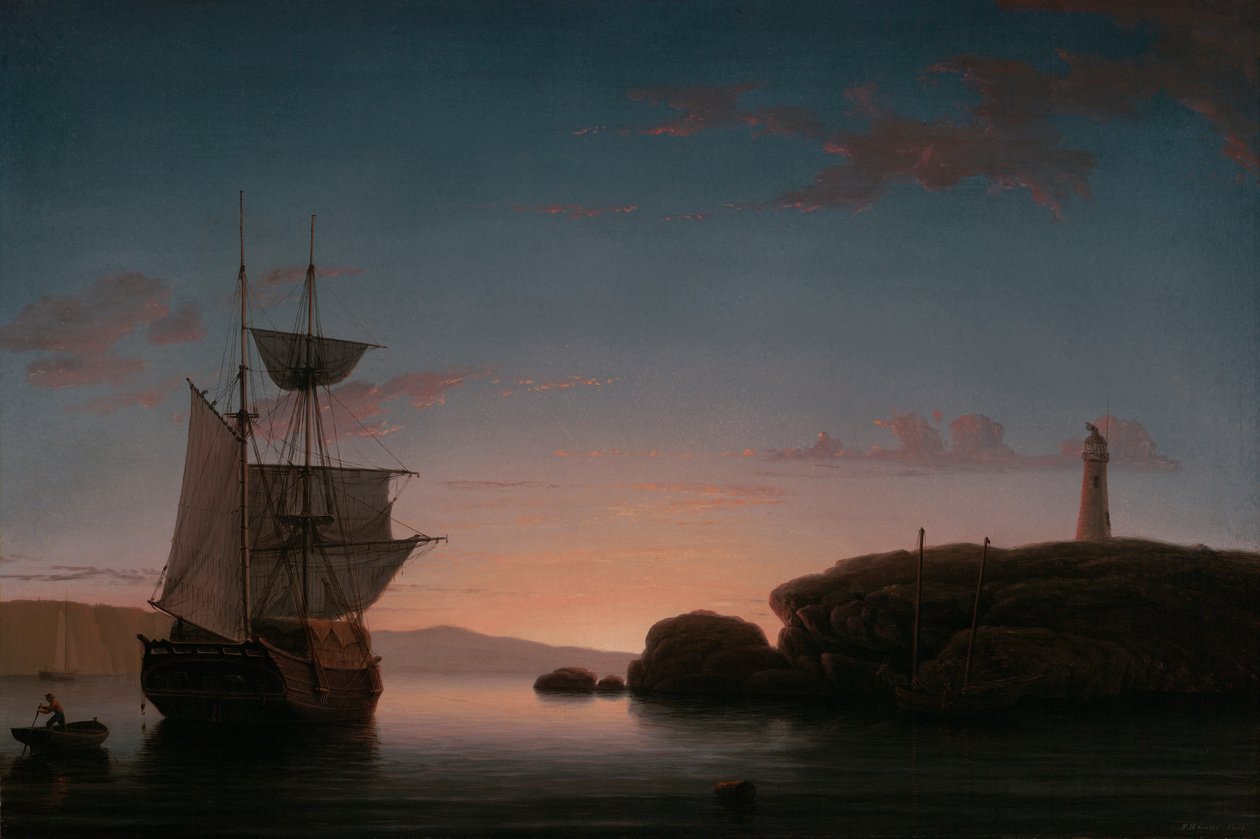 Fyrtårn i Camden, Maine af Fitz Henry Lane