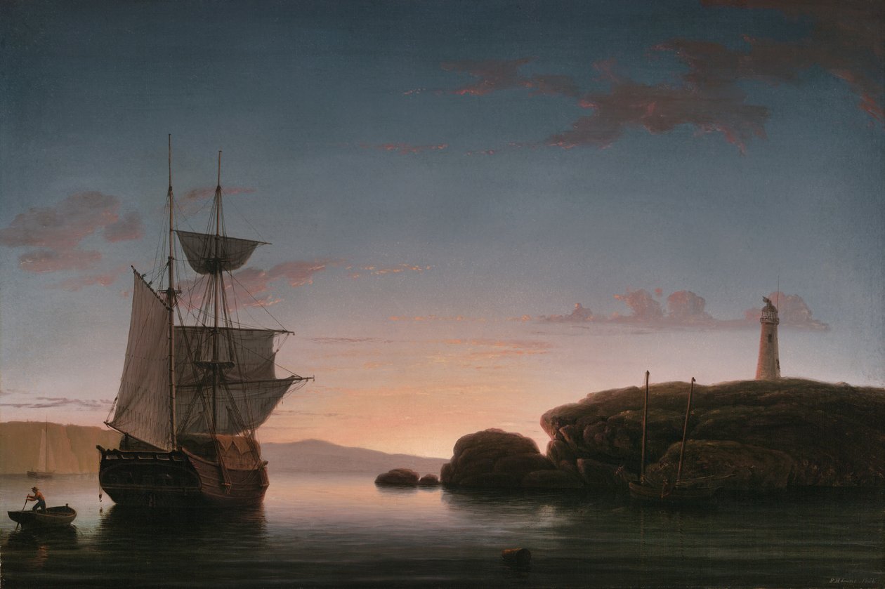 Fyrtårn i Camden, Maine, 1851 af Fitz Henry Lane