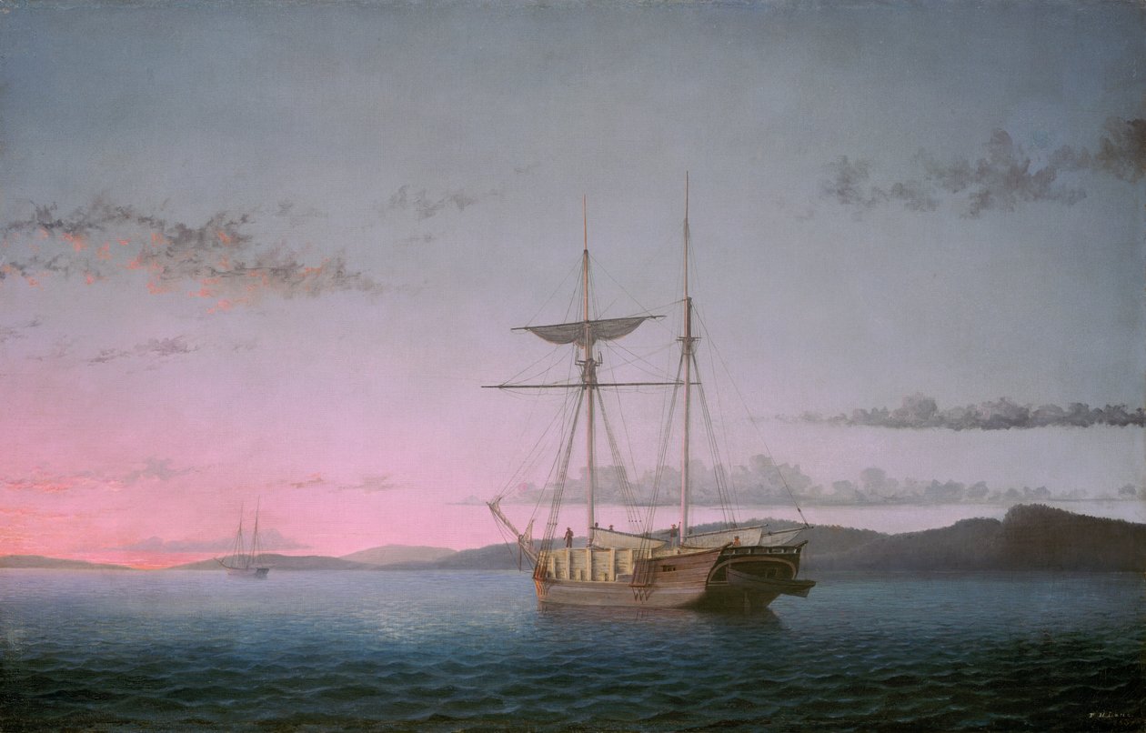Lumber Schooners til aften på Penobscot Bay af Fitz Henry Lane