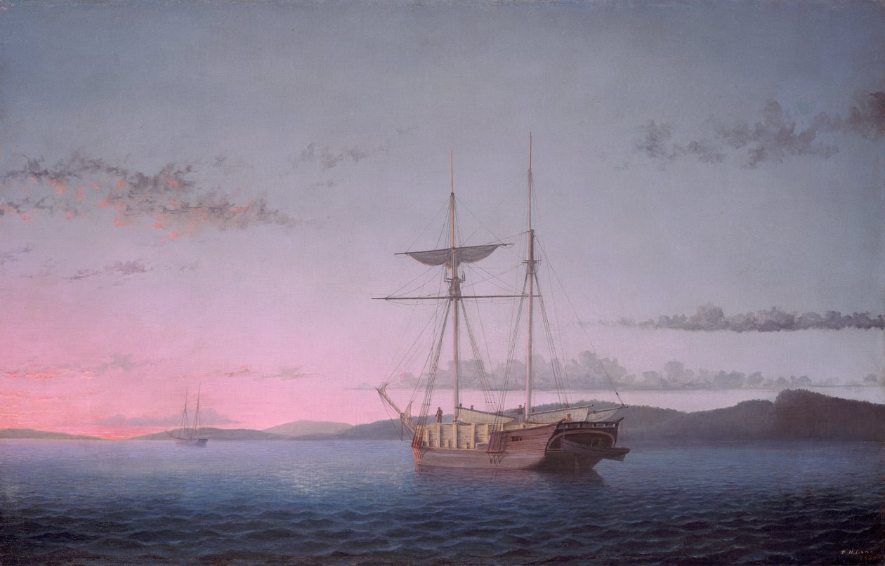 Lumber Schooners til aften på Penobscot Bay af Fitz Henry Lane