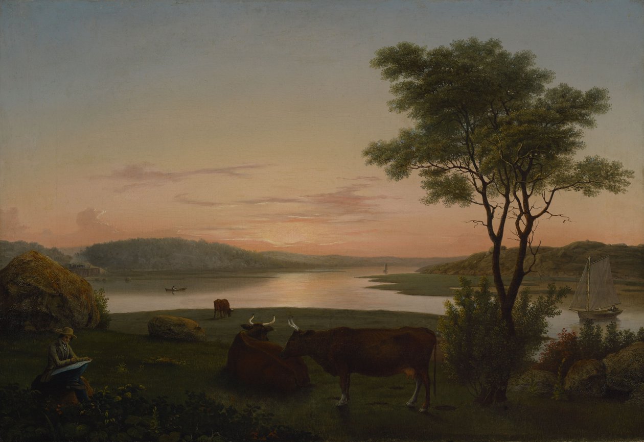 New England-indløbet med selvportræt af Fitz Henry Lane