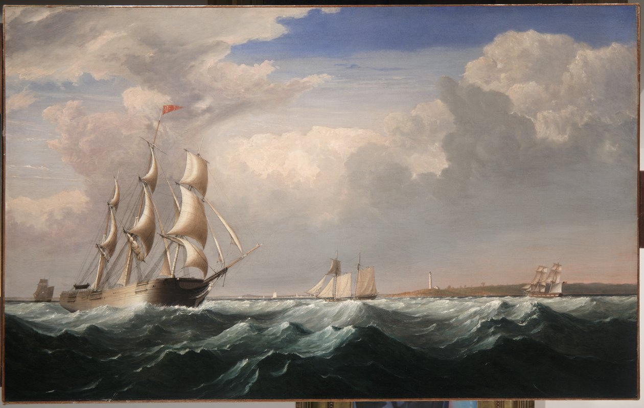 Sejlskibe ud for New England Coast, ca. 1855 af Fitz Henry Lane