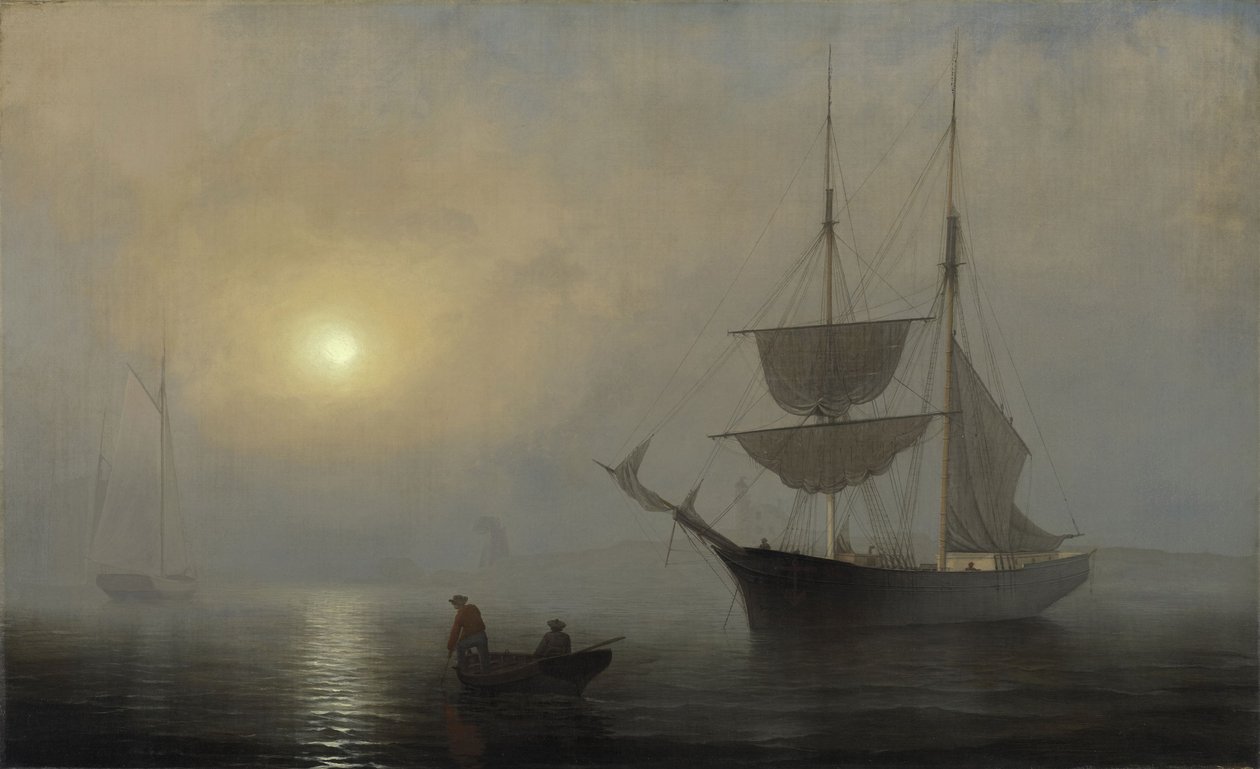 Skib i tåge, Gloucester Havn af Fitz Henry Lane