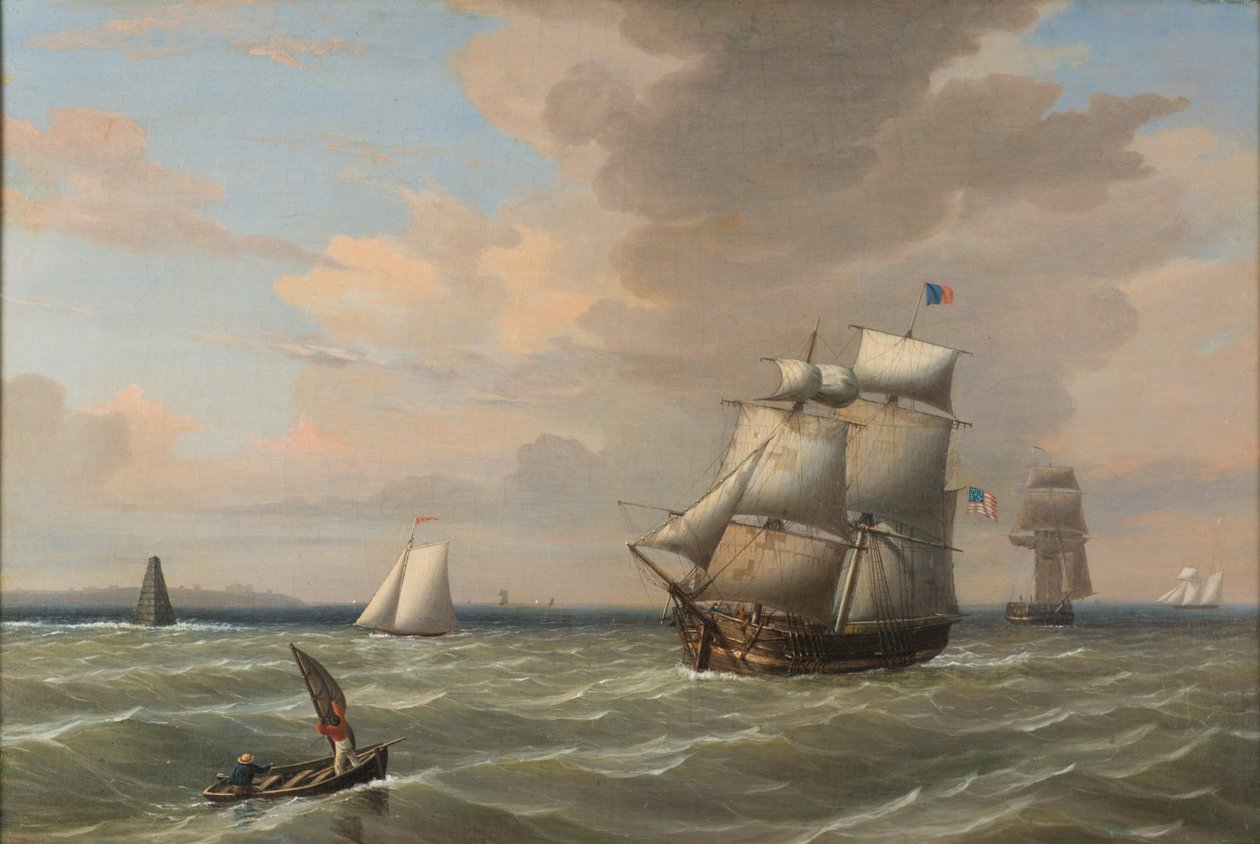 Skibe forlader Boston Harbor, 1847 af Fitz Henry Lane