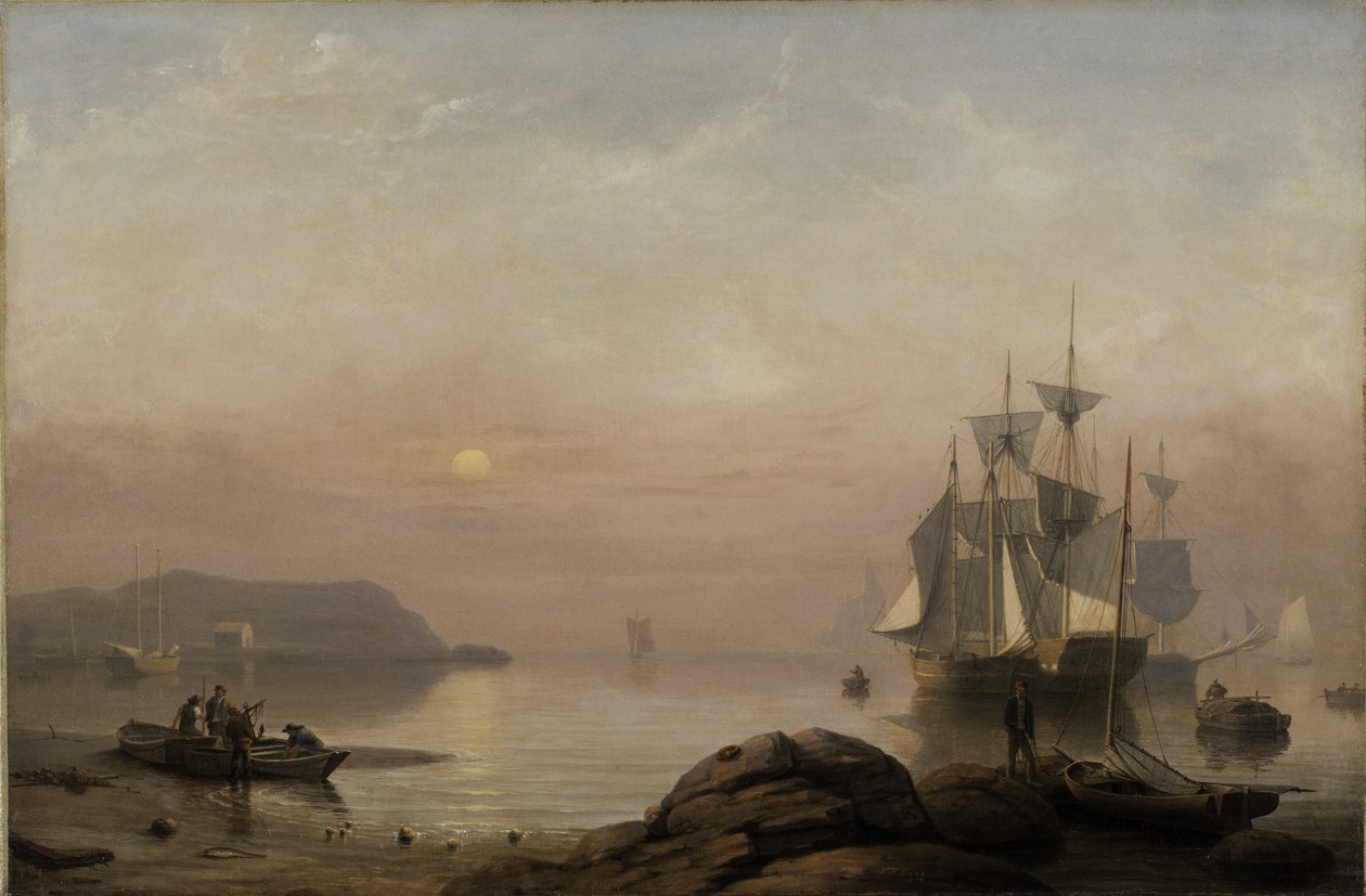 Solopgang gennem tåge, 1852 af Fitz Henry Lane