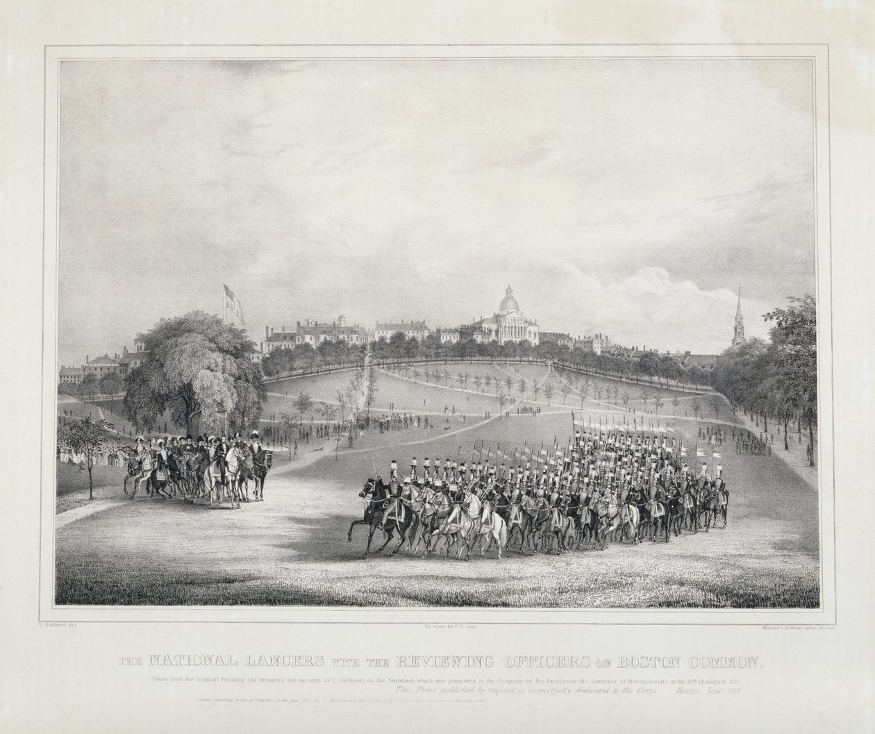 National Lancers med anmelderne på Boston Common af Fitz Henry Lane