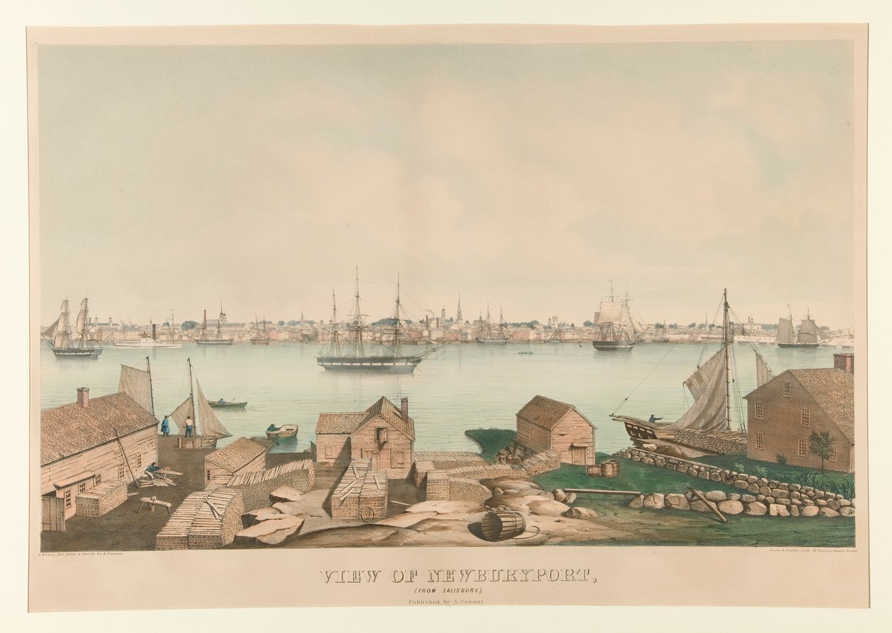 Udsigt over Newburyport, (fra Salisbury) af Fitz Henry Lane