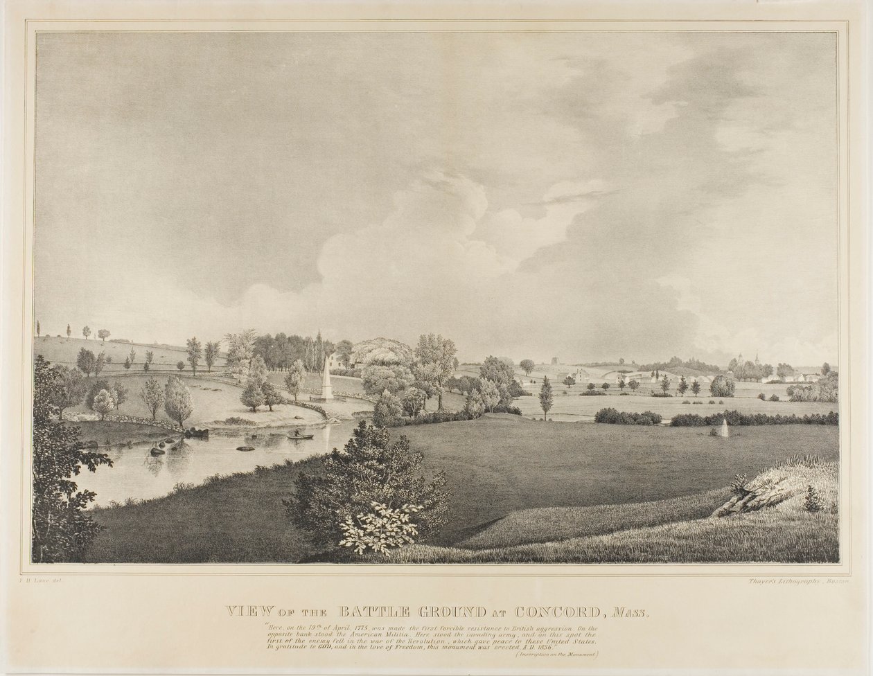 Udsigt over slagmarken ved Concord, Massachusetts af Fitz Henry Lane