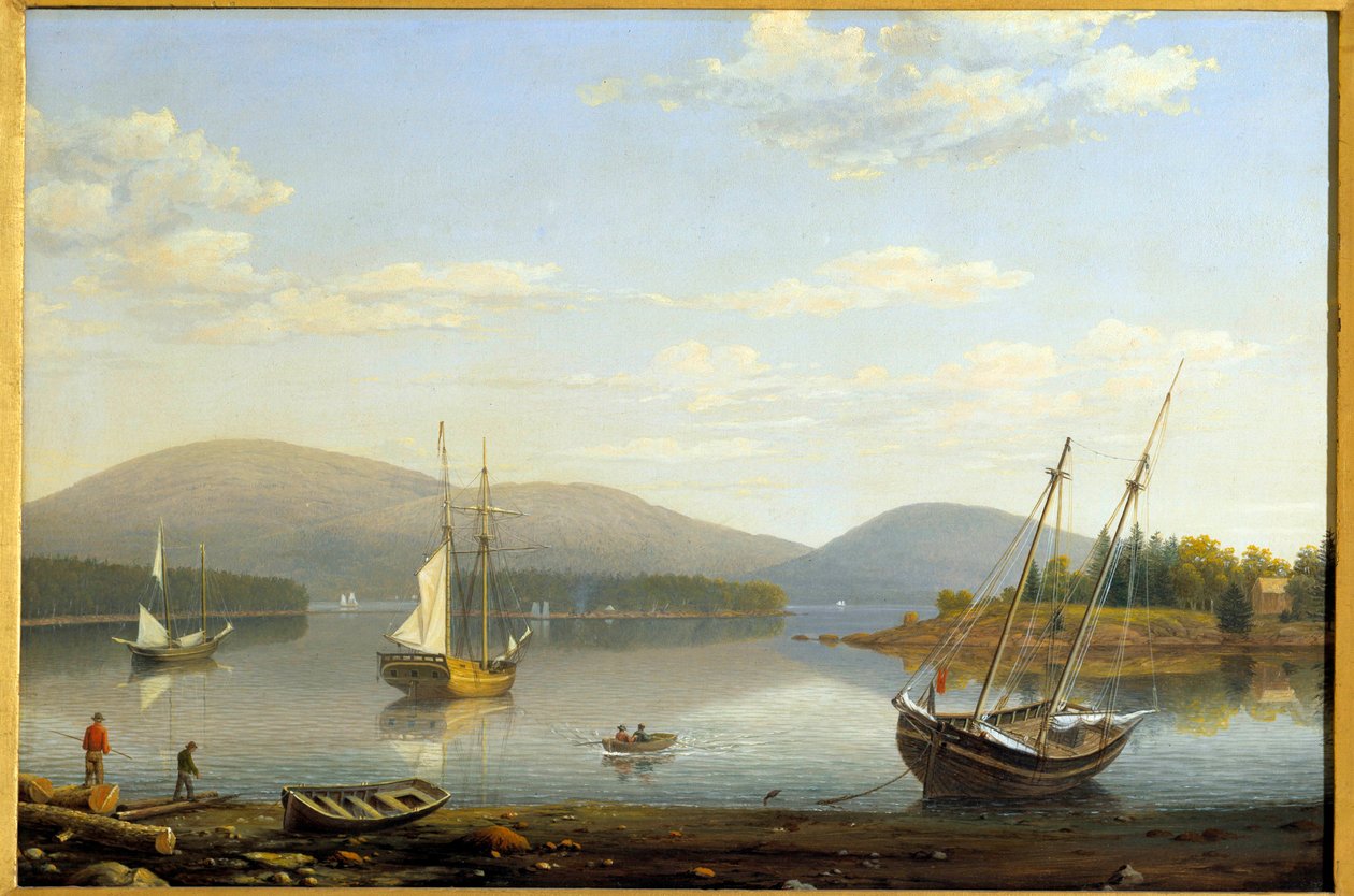 Udsigt over havnen i Somes i Maine i USA Maleri af Hugh Lane Fitz (1804-1865) 1850 Privat samling af Fitz Henry Lane
