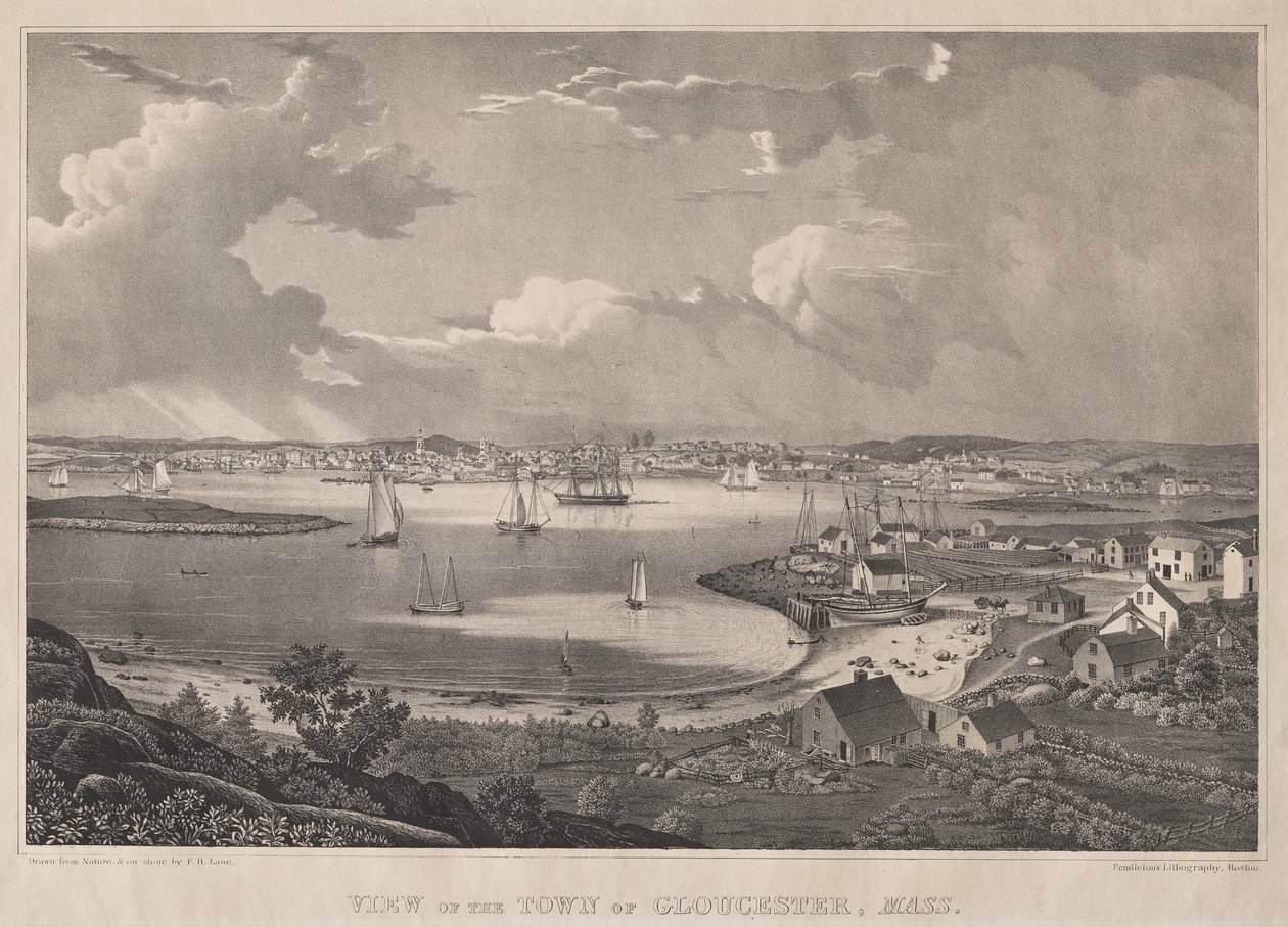 Udsigt over byen Gloucester, Mass. af Fitz Henry Lane