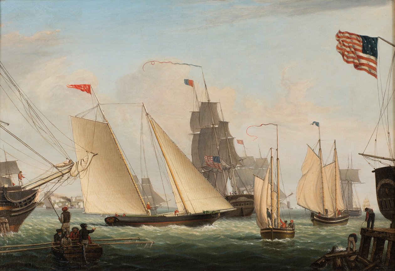 Yacht Northern Light i Boston Harbor, 1845 af Fitz Henry Lane