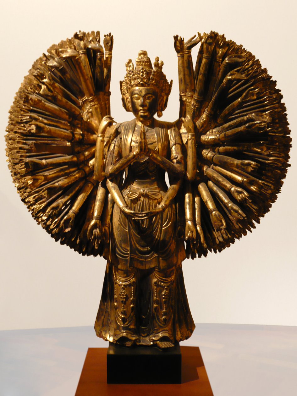 Bodhisattva Avalokiteshvara (Guanyin), Kina, Fem dynastier, 907-960 (glans og gyldent træ) af Five Dynasties Chinese School