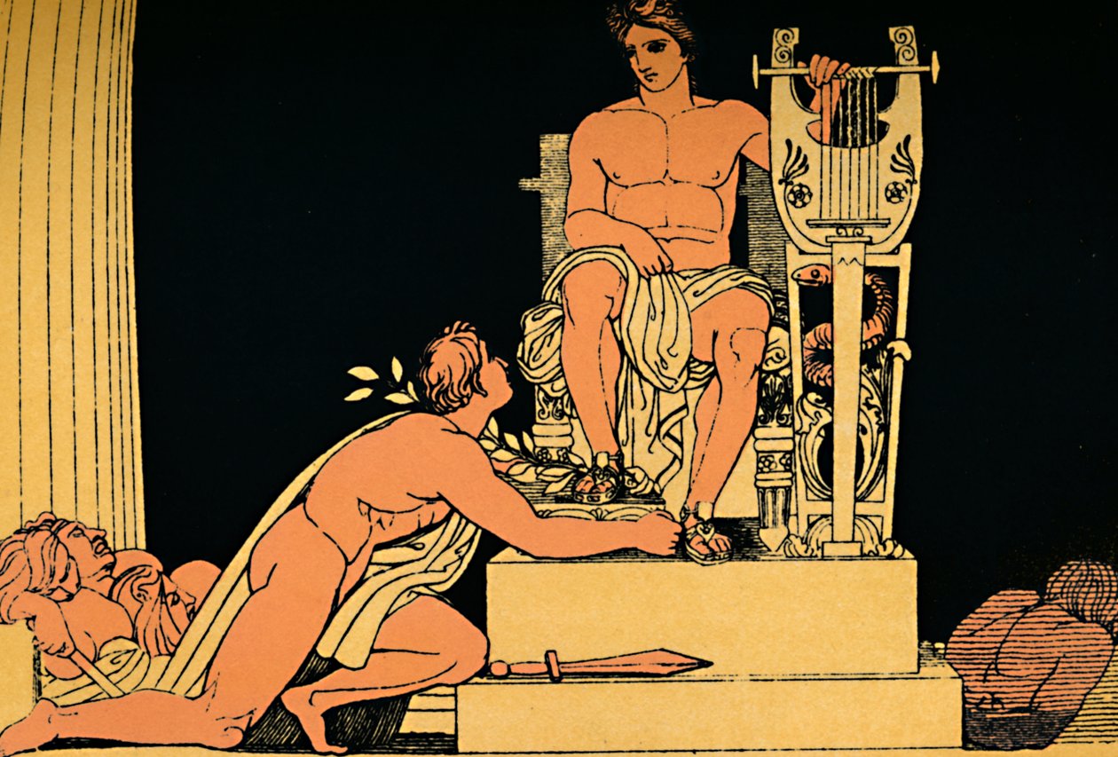 Orestes Suppliant to Apollo, 1880 af Flaxman