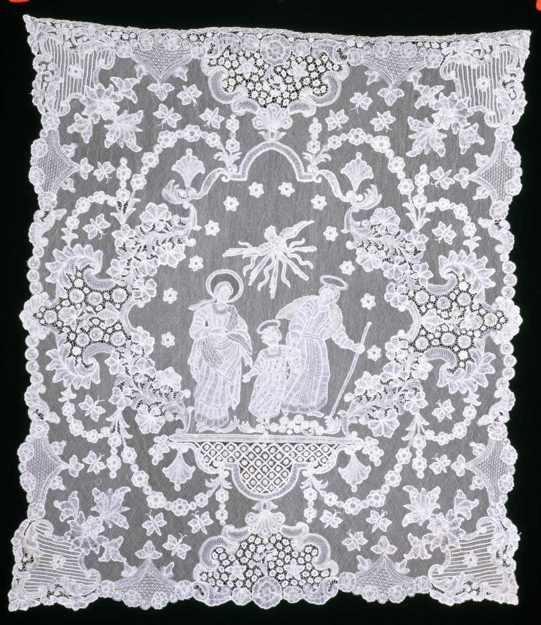 Benediction Veil, ca. 1690-1700 (linned & spole blonder) af Flemish School