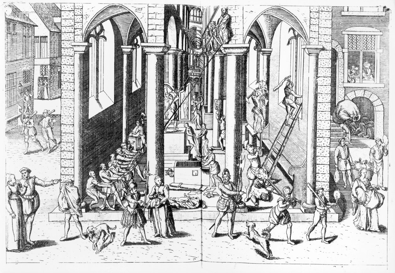 Calvinister ødelægger statuer i de katolske kirker, 1566 af Flemish School