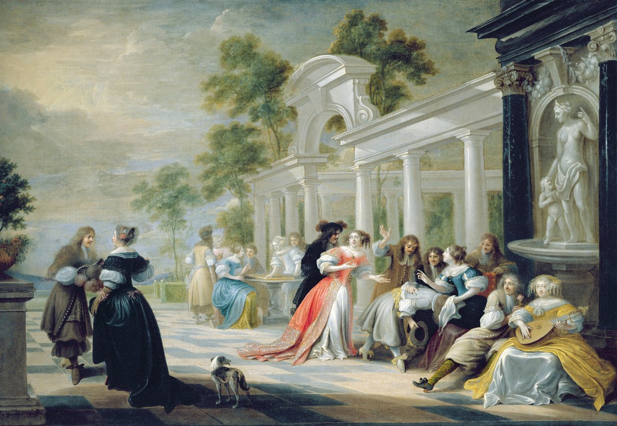 Generisk havescene, 1600 af Flemish School