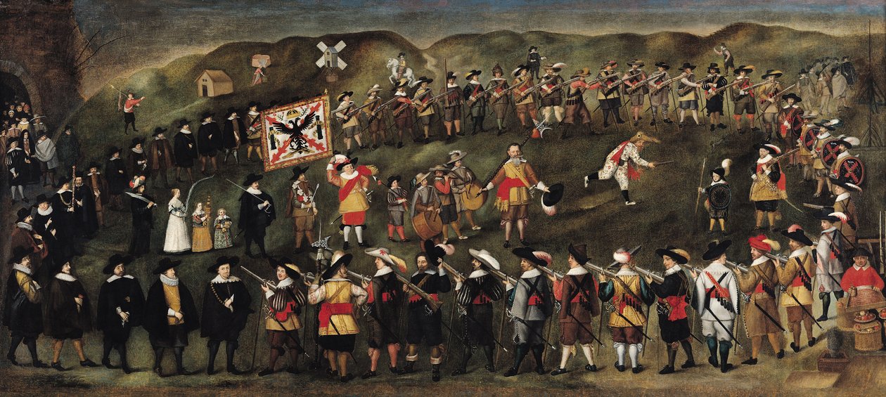 Medlemmer af broderskabet af St. Barbara af Dunkerque i 1633 af Flemish School