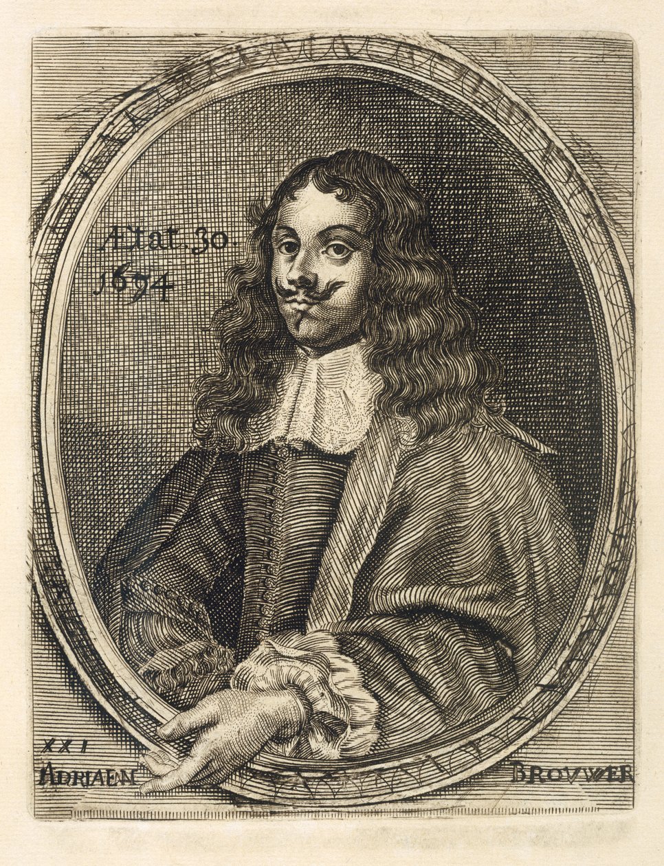 Portræt af Adriaen Brouwer, 1634 af Flemish School
