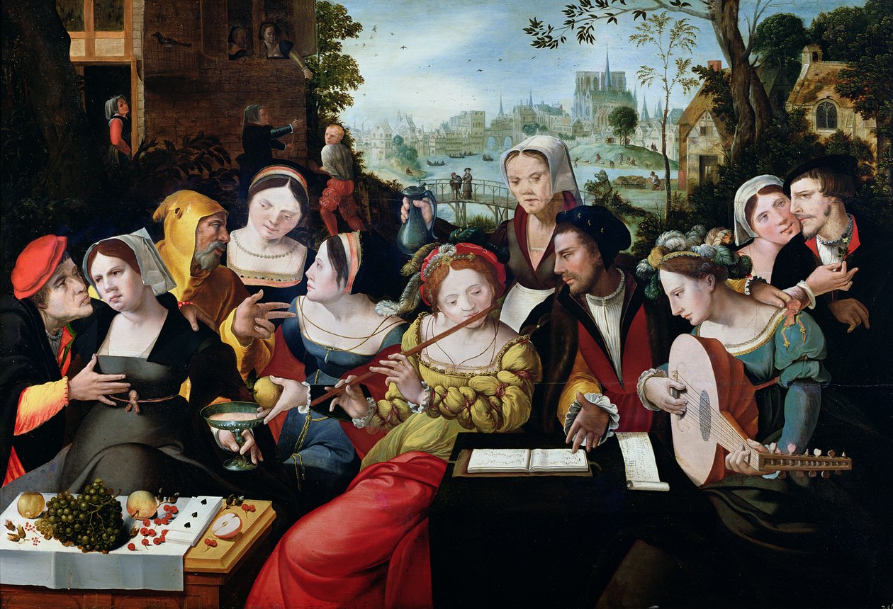Scene Galante ved portene til Paris af Flemish School