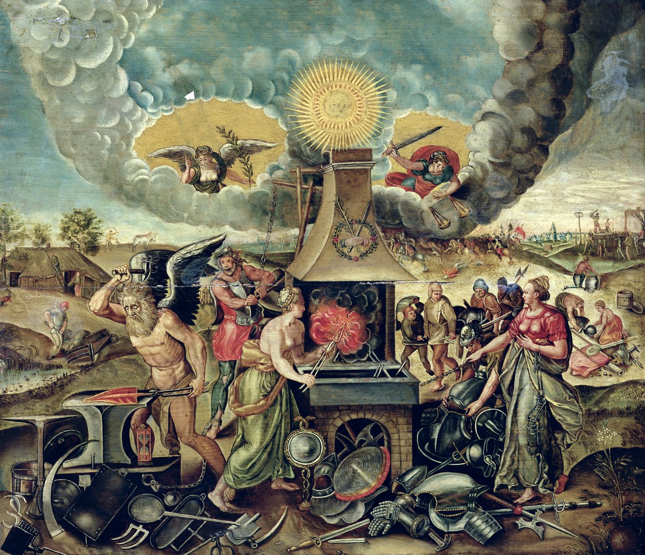 The Forges of Vulcan with Time forvandler våben til værktøj af Flemish School