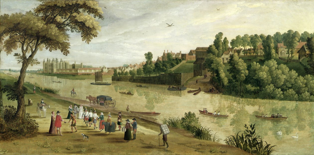 Themsen ved Richmond, med det gamle kongelige palads, ca. 1620 af Flemish School