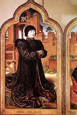 Triptykon af Jean de Witte, venstre panel forestillende Jean de Witte, 1473 af Flemish School