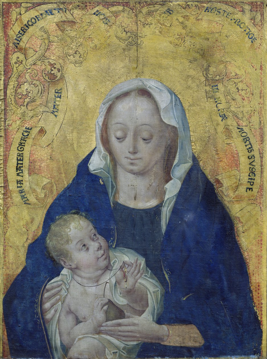 Jomfru og barn (tempera på panel) af Flemish School