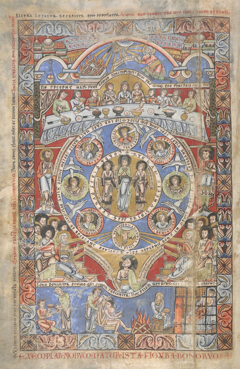 Tilføje. 17738, f.3v Eksegese af de indledende vers af Jobs Bog, illustration fra 