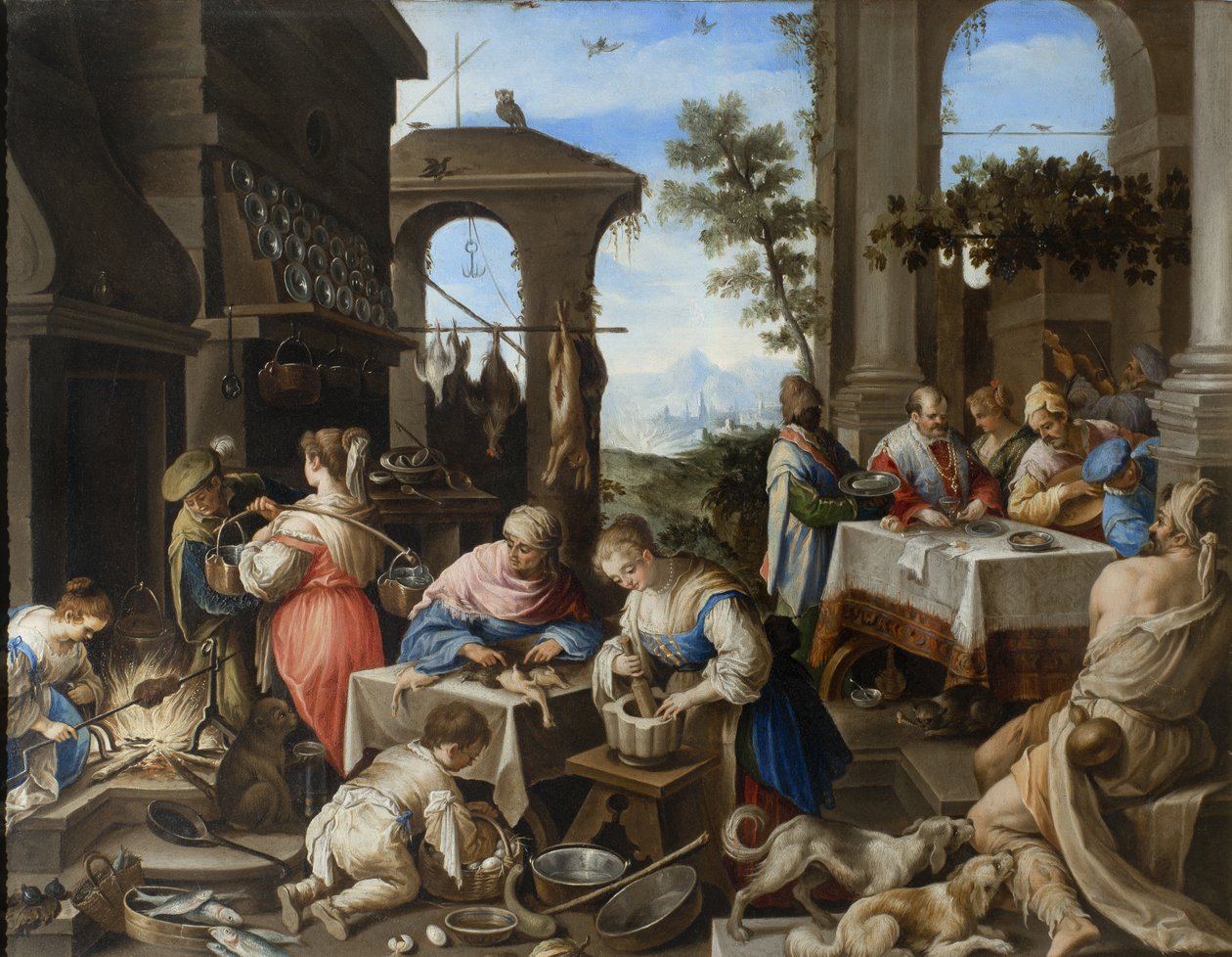 Banket for den rige Epulone, 1600-25 af Flemish School
