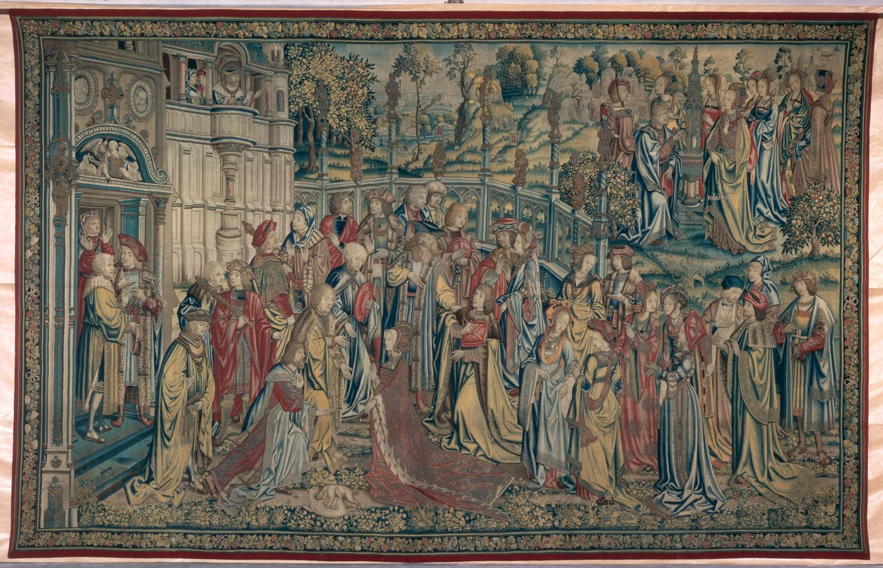 Bathsheba beordret til paladset, Davids og Bathshebas billedtæppe, ca. 1510-15 af Flemish School