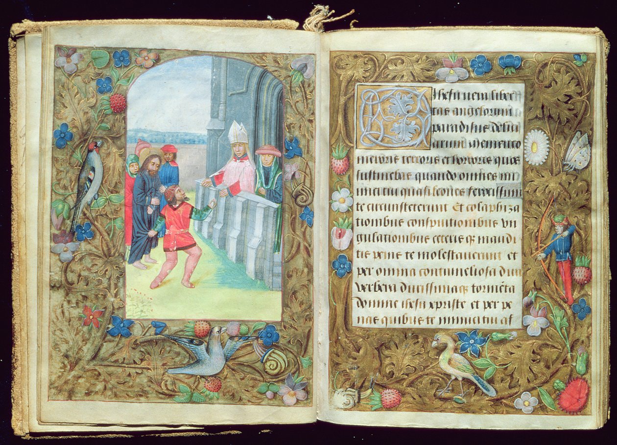Kristus anklaget, miniature fra Stafford Prayer Book af Flemish School