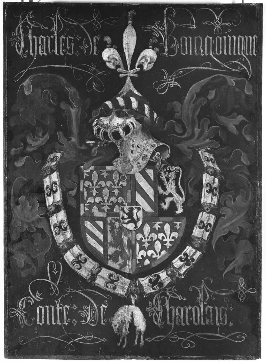 Charles de Bourgognes våbenskjold (1433-77) Greve af Charolais, 3. kapitel af Ordenen af Det Gyldne Skind, Dijon, 1433 af Flemish School