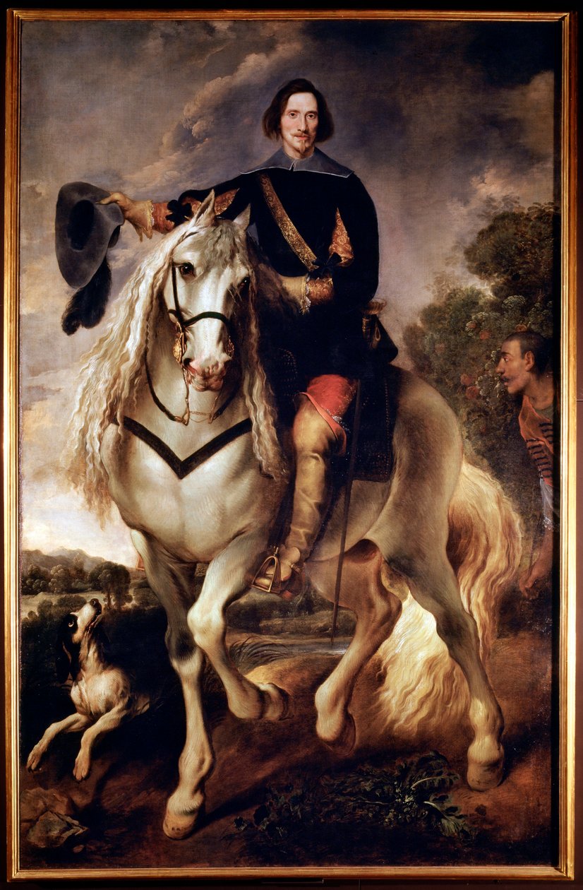 Rideportræt af en kaptajn med hans mauriske side (olie på lærred, ca. 1635) af Flemish School