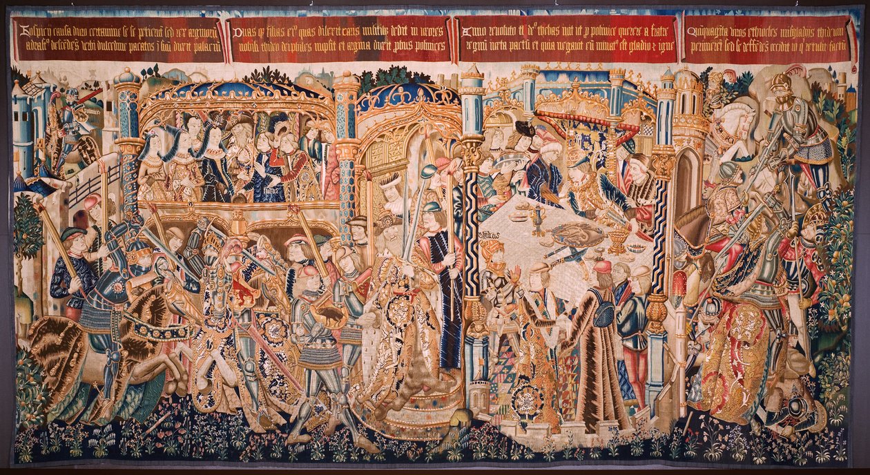 flamsk gobelin. Serie The History of Thebe (De geschiedenis van Thebe-La Historia de Tebas): Tidio and Polyneses (Tideus en Polineikes, Tidio y Polineces). Ca 1490-1500. af Flemish School