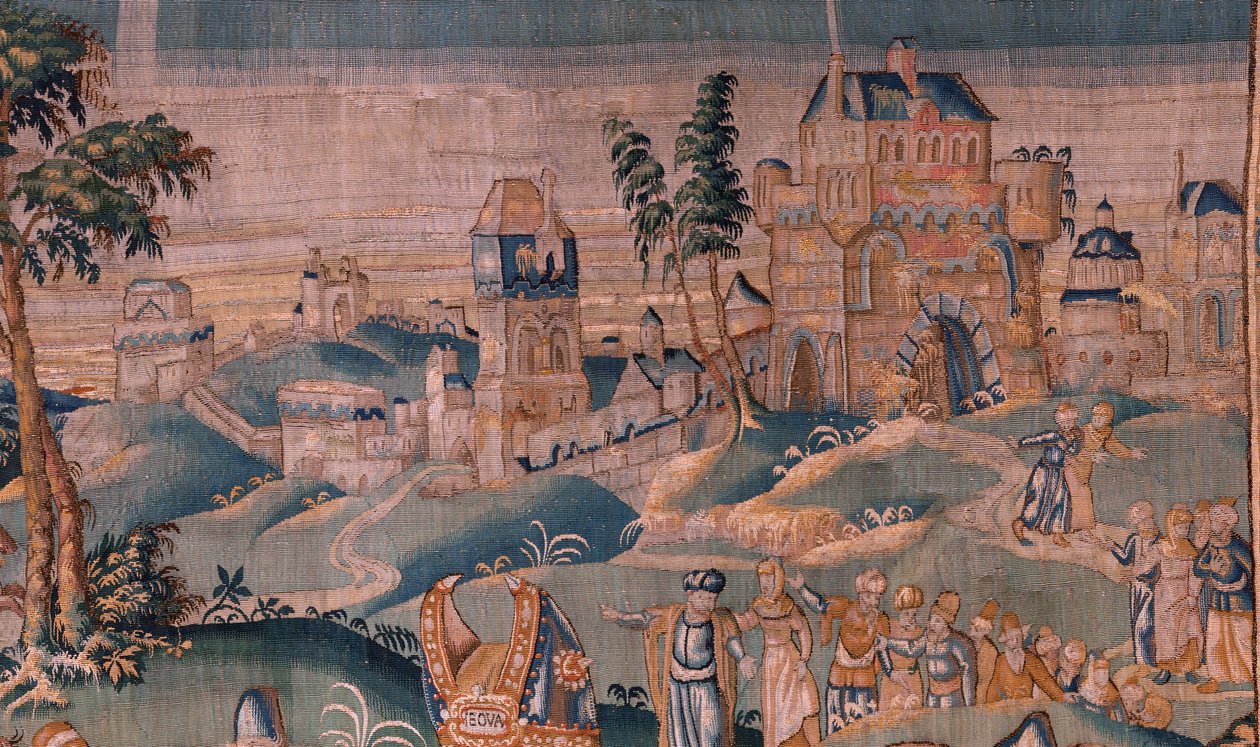 flamsk gobelin. Alexander før ypperstepræsten Iaddo (Alexander før ypperstepræsten Iaddo). Atelier af Oudenaarde. 374x447 cm. Inv(830-B)4 00010. 1600-tallet. af Flemish School