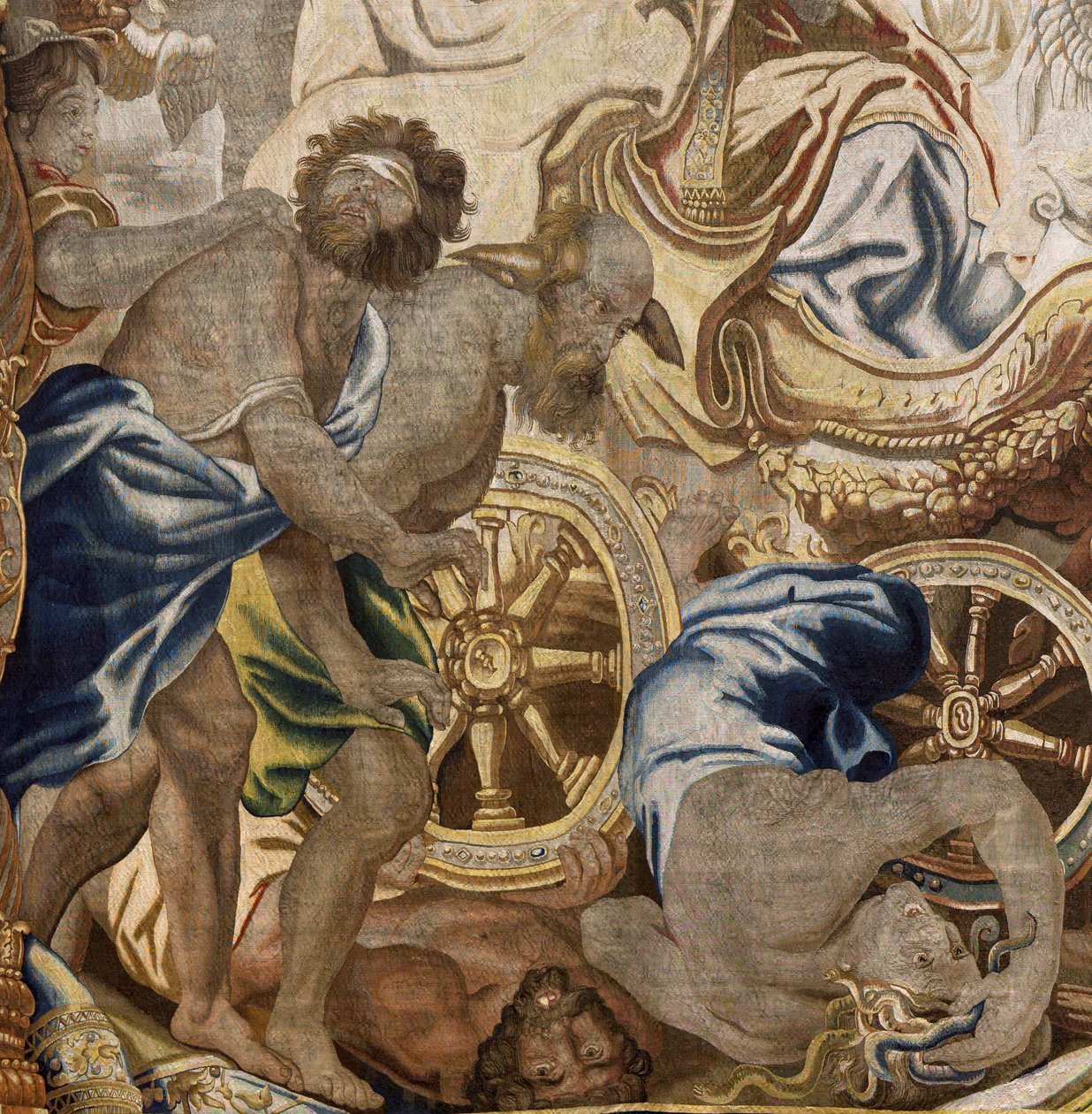 flamsk gobelin. Serie Apoteose af eukaristien. Kirkens triumf (Triunfo de la Iglesia). Model Cartoon kopieret fra en original af Rubens. Bruxelles fremstilling. Fremstillet af Frans van den Hecke. Midten af det 17. århundrede. Stof Silke og uld, 7/8 kæde af Flemish School