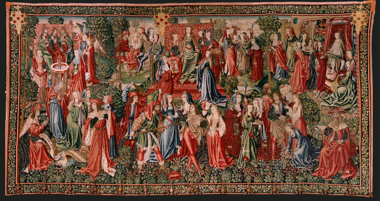flamsk gobelin. Serien Menneskelig forløsning eller laster og dyder. Laster fører mennesket til synd (Los Vicios conducen al Hombre al pecado). Andet gobelin i serien (det første af dem, der opbevares i Palencia. Bruxelles
